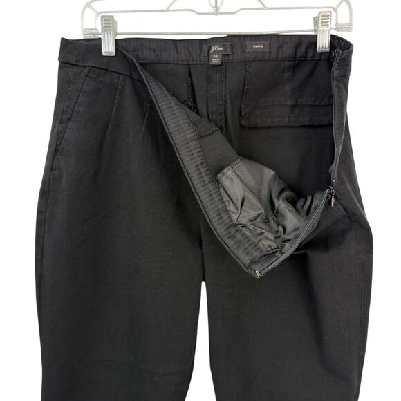 J Crew Martie Crop Pants 14 Black High Rise Side Zip Slim Fit Stretch Twill - Picture 2 of 9